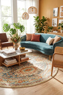 Legacy 853 Blue Round Rug — AI styled visualisation