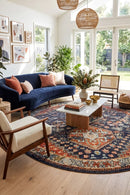 Legacy 854 Navy Round Rug — AI styled visualisation