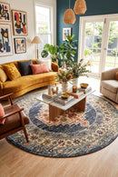 Legacy 855 Ecru Round Rug — AI styled visualisation