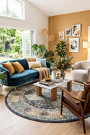 Legacy 857 Navy Round Rug — AI styled visualisation
