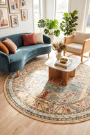 Legacy 859 Sky Blue Round Rug — AI styled visualisation
