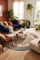 Legacy 863 Navy Round Rug — AI styled visualisation