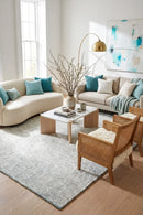 Loft Stunning Wool Turquoise Rug — AI styled visualisation
