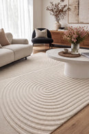 Lotus Abbey Beige Rug — AI styled visualisation