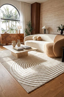 Lotus Abbey Beige White Rug — AI styled visualisation