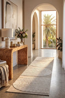 Lotus Abbey Beige White Runner Rug — AI styled visualisation