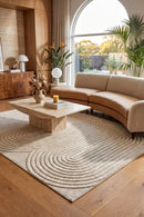 Lotus Carl Beige Rug — AI styled visualisation