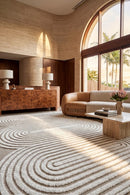 Lotus Carl Beige White Rug — AI styled visualisation