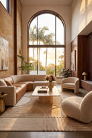 Lotus Leo Beige Rug — AI styled visualisation