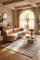 Lotus Leo Beige White Rug — AI styled visualisation