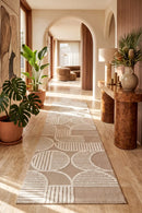 Lotus Leo Beige White Runner Rug — AI styled visualisation