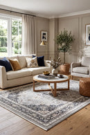 Eternal 66 Navy Cream Rug — AI styled visualisation