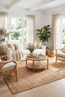Madras Marlo Natural Jute Rug — AI styled visualisation