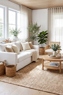Madras Marlo White Jute Rug — AI styled visualisation