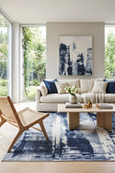 Magnolia 11 Denim Rug — AI styled visualisation