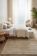Calympso 52 Honey Oat Rug — AI styled visualisation