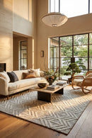 Maison Clara Black White Wool Rug — AI styled visualisation