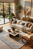 Maison Noah Grey Wool Rug — AI styled visualisation