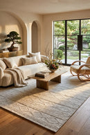 Maison Zoe Grey Wool Rug — AI styled visualisation