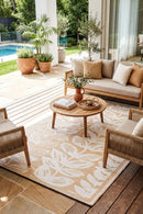 Malé Beige Reversible Outdoor Rug — AI styled visualisation