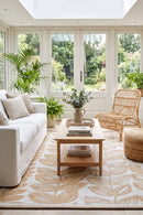 Malé Beige Reversible Outdoor Rug — styled indoor setting