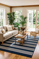 Mariona Blue Outdoor Rug — styled indoor setting
