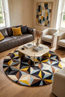 Matrix Pure Wool 900 Blue Round Rug — AI styled visualisation