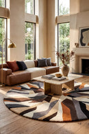 Matrix Pure Wool 903 Fossil Round Rug — AI styled visualisation
