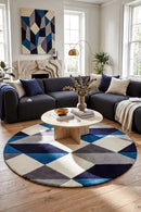 Matrix Pure Wool 904 Steel Round Rug — AI styled visualisation