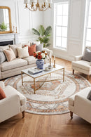 Mayfair Caitlen Natural Round Rug — AI styled visualisation