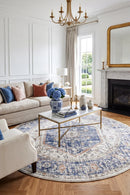 Mayfair Lorissa Blue Round Rug — AI styled visualisation