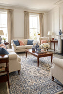 Melody Kashan Ivory Blue Rug — AI styled visualisation