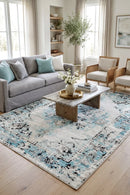 Alexa Transitional Rug Blue Grey — AI styled visualisation