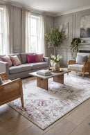 Alexa Transitional Rug White Pink Grey — AI styled visualisation