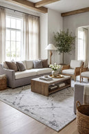 Kendall Contemporary Diamond Rug Silver Grey — AI styled visualisation