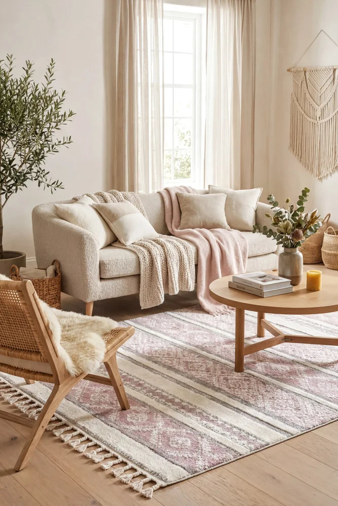 August 59 Pink Rug — AI styled visualisation
