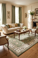 Decora 68 Green Rug — AI styled visualisation