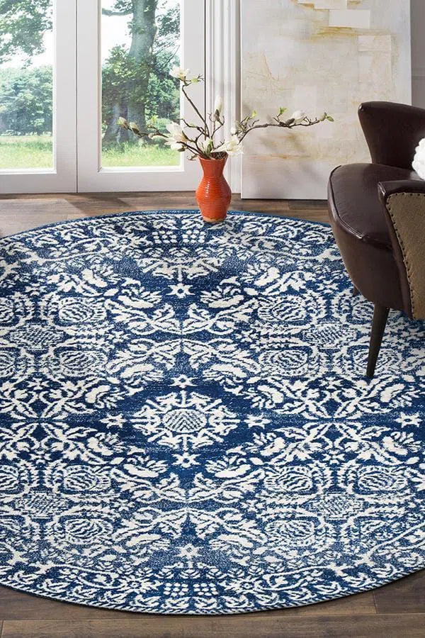 Mirage-Gwyneth Stunning Transitional Navy Round Rug