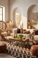 Moroccan Style Chevron Design Brown Beige Rug — AI styled visualisation