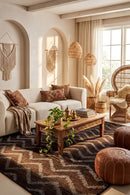 Moroccan Style Chevron Design Brown Grey Rug — AI styled visualisation