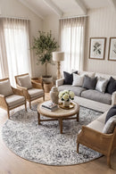 Mozaic Grey Round Non-slip Rug — AI styled visualisation