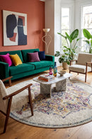 Museum Kendall Bone Round Rug — AI styled visualisation