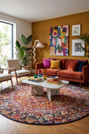 Museum Preston Multi Coloured Round Rug — AI styled visualisation