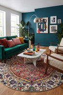 Museum Shelly Rust Round Rug — AI styled visualisation