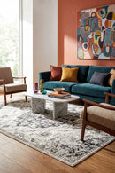 Museum Transitional Charcoal Rug — AI styled visualisation