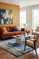 Museum Wilson Navy Rug — AI styled visualisation