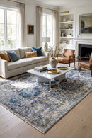 Mystic 91 Grey Blue Rug — AI styled visualisation