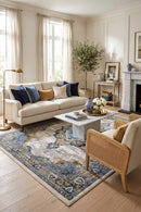 Mystic 96 Silver Blue Rug — AI styled visualisation