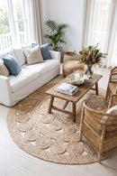 Natural Daisy Jute Rug — AI styled visualisation
