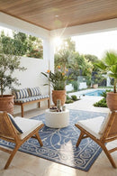 Newport Romy Blue Rug — AI styled visualisation